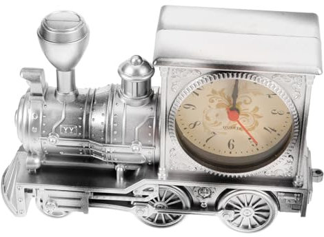 VALICLUD Kreativer Silberner Eisenbahn-wecker Mit Lustigem Lokomotiv-Design Leichter Abs Wecker Fürs Schlafzimmer Und Studentenraum Dekorative Tischuhr Analoge Desktop-Ornamente