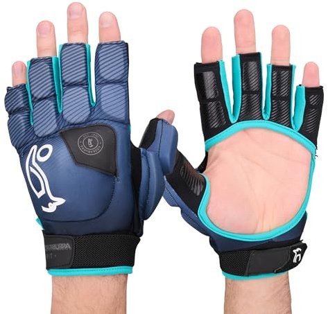 Kookaburra Spirit Plus Hockey-Handschuh, Größe M, Linke Hand, TPU-Schale, offener Handflächengriff, Daumenschutz, Grau/Blaugrün