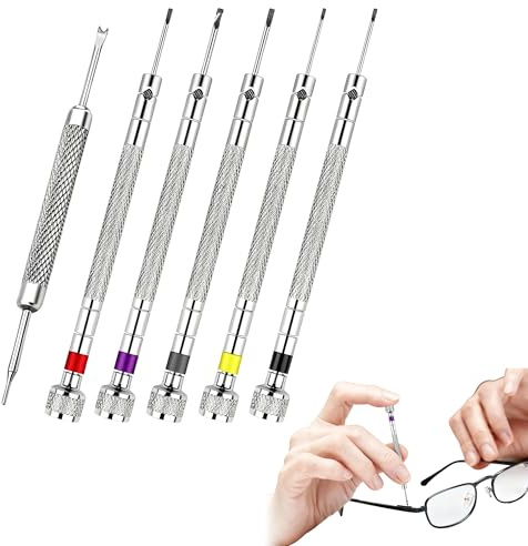 6Pcs Watch Screwdriver Set, 0.8/1/1.2/1.4/1.6mm+Watch Pin Removal Tool | 5 Flathead Precision Screwdriver Set, Watchmakers Screwdriver Set for Watches Eyeglasses Jewelry Electronics Repair
