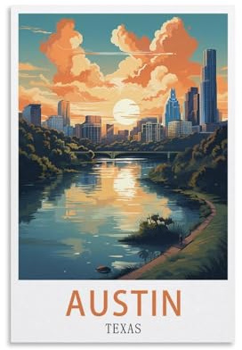 EZMLFA Malen nach Zahlen, Austin, Texas, DIY-Malen nach Zahlen-Kits, Ölfarbe, Zeichnung, Leinwand, Heimdekoration, Geschenk, 20 x 30 cm