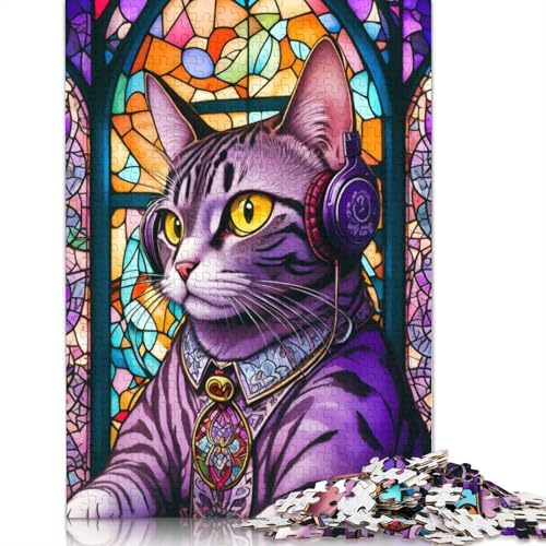 1000 Piece Jigsaw Puzzles for Adults Cat Listening Music Jigsaw Puzzle Children Wooden Puzzles Family Entertainment Toys 1000pcs (75x50cm)