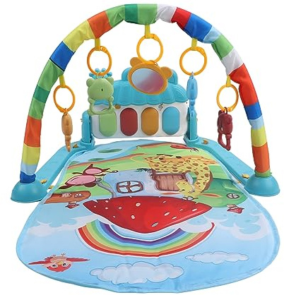 aqxreight Baby-Gymnastik-Spielmatte, die Sensorische Geräusche Lernt, Säuglings-Spiel-Klaviermatte, Spielzeug für Neugeborene, Pilz-Tiermuster, Das Sicher Weich und Trittfest ist. Das Baby- und