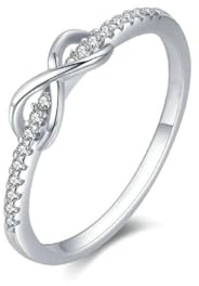 Skcess 18K Weißgold Damenring, Engagement Ring Moissanit Weiß Engagement Ring Geschenke für Frauen Größe 45 (14.3)