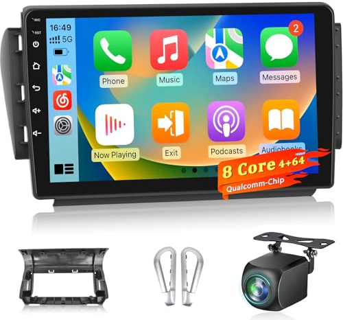 Octa-core 1,8 GHz Chip Qualcomm 4+64G Autoradio Android per Peugeot 208/2008 2012-2018, Stereo con Schermo 10 Pollici, Wireless Carplay e Android Auto, DSP + Telecamera posteriore AHD, Supporto OEM