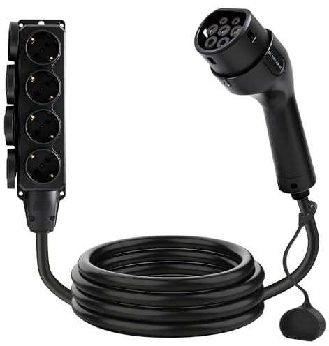 JULIK V2L Adapter 3m 4-Fach für BYD Atto 3, Dolphin, Seal EV (3,5 kW 16A) | Exklusiv für BYD, Denza EV/PHEV (V2L), 230V Schuko Steckdose, Camping, Outdoor, Notstrom, IP54, UL94 V-0, Plug & Play