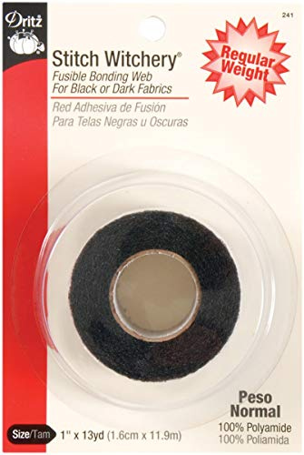 Dritz Stitch Witchery Fusible Bonding Web Regular Weight-Black-1-inch x 13yd, Black, 1-Inch X 13-Yards