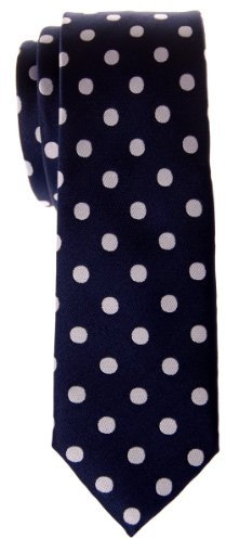 Retreez Herren Schmale Gewebte Krawatte Klassische Punktmuster 5 cm - marineblau mit weiß punkten