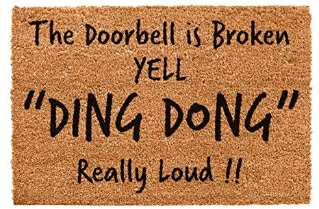 CKB LTD® DOOR BELL BROKEN - YELL Novelty DOORMAT Unique Doormats Front/Back Door Mats Made with a non-slip PVC backing - Natural coir - Indoor & Outdoor