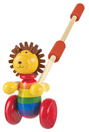 Lion Push Along Toy - Animal Push and Pull Along Toys for 1 Year Olds, Wooden Toys - Toddler Toys, Perfect 1st Birthday Gifts For Boy and Girl - Early Development & Activity Toys by Orange Tree Toys