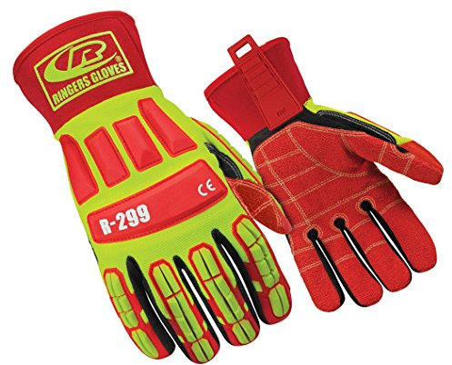 Ringers Gloves 299-09 KevLoc Grip CE Level 5 Schnittschutz-Arbeitshandschuh, strapazierfähig, Gelb/Rot, Größe M