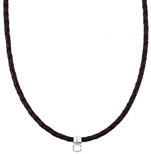 Esprit Damen-Charms-Kette, Hell Braun, 925 Sterlingsilber Leder 75-80cm ESNL92070A750