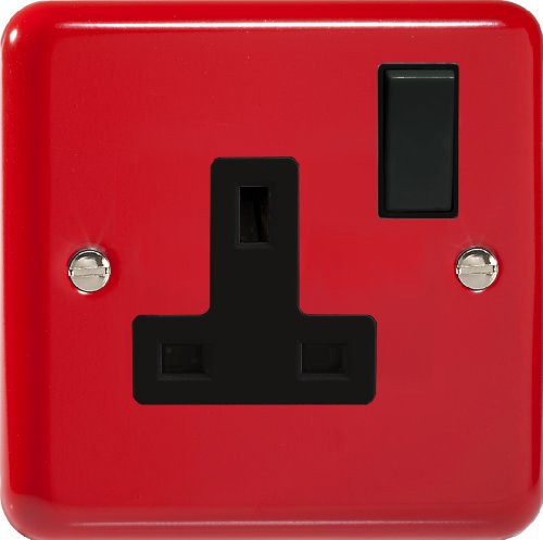 Varilight 1-Gang 13A Double Pole Switched Socket Pillar Box Red