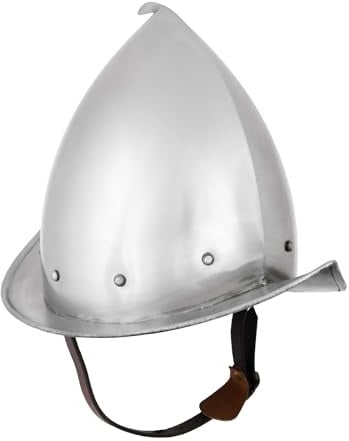 Battle-Merchant Spitzer Morionhelm, 1,3 mm Stahl, Landsknecht | Authentische Helm Replik 16. Jh., mit Lederinlay, Reenactment, LARP, Historische Darstellungen & Fantasy Cosplay