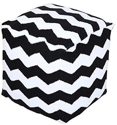 Homescapes Trendiger Design Sitzwürfel Fußhocker schwarz weiß Chevron Herringbone 40 x 40 x 40 cm