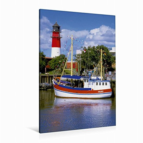 Premium Textil-Leinwand 80 x 120 cm Hoch-Format Leuchtturm Büsum | Wandbild, HD-Bild auf Keilrahmen, Fertigbild auf hochwertigem Vlies, Leinwanddruck von Lothar Reupert