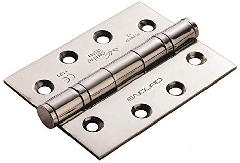 Enduro Grade 13 Ball Bearing Hinge 102 x 76 x 3mm - [SOLD AS A PAIR] + Screws (Polished Stainless Steel)