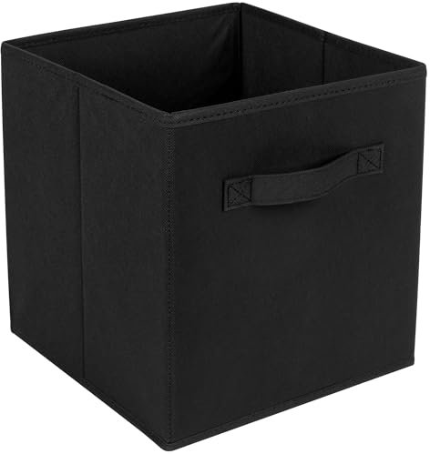 Jazooli Cube Storage Unit - Durable & Lightweight Fabric Storage Baskets, Collapsible Storage Box 27x27x27cm, Front Facing Handle, Foldable Storage Cubes - Black, 3 x Boxes