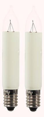 Rudolphs Schatzkiste Kleinschaftkerze 2er-Blister, E10-Gewinde, für 7-FLG. Lichterbögen/-Ketten 34V, 3W NEU Ersatzbirne Ersatzlampe