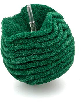 Schleifkugel aus Schleifvlies Ø 75 mm K120 mittel | inkl. Aufnahmedorn, für Bohrmaschine, für Stabschleifer