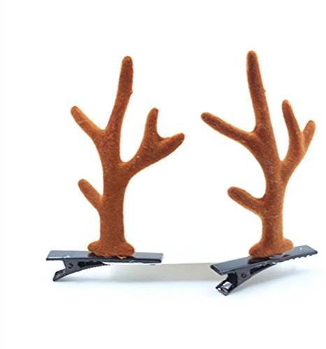 BESTOYARD 6 stücke Rentier Geweih Haarspangen Weihnachten Haarspangen Baby Haarklammern Haarclips Haarschmuck Set Geschenk für Kleinkinder Mädche (Kaffee)