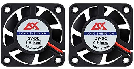 HAWKUNG 2 Pieza Impresora 3D Ventilador de Enfriamiento Extrusora Accesorio 4010 40 x 40 x 10 mm DC 5V 2 Pin Conector Rodamiento Silent Brushless Coolsink Heater Blower para impresora 3D, Negro