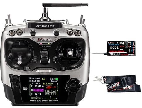 Radiolink AT9S Pro 10/12 Channels 2.4GHz RC Radio Transmitter and Receiver R9DS Remote Controller Long Range for FPV Racing Drone/Quad/Airplane and More (Mode 2 Left Hand)