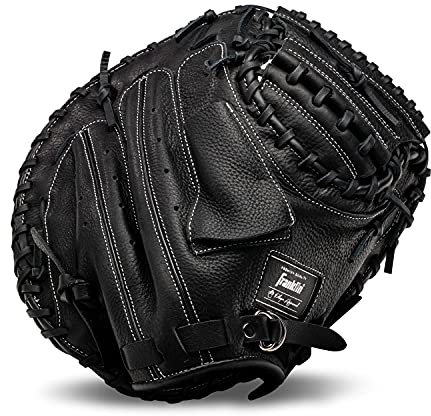 Franklin Sports Baseball Fielding Glove - Men's Adult and Youth Baseball Glove - CTZ5000 Black Cowhide Glove - 33.5 Half-Moon Web for Catchers