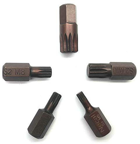 5Pcs 12 Point Triple Square Spline Bit, 12 Point Torx Screwdriver Bits with Hex Shank, M5 M6 M8 M10 M12 Metric