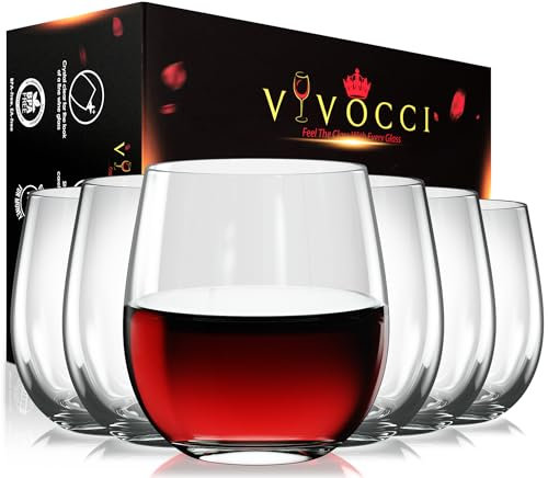 Vivocci Copas de vino de plástico irrompible sin tallo 12. 5 onzas | Base pesada 100% Tritan | Cristalería inastillable | Ideal para cócteles y escocés | Perfecto para hogares y bares | Apto para