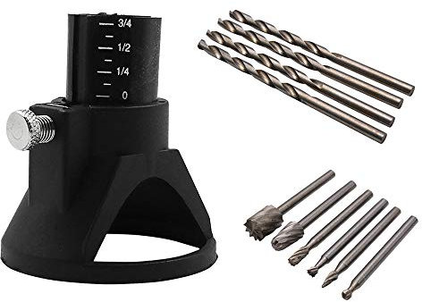 Saipor Multifunktions Schneideset Carving Rotary Locator Fräsvorsatz mit 6 Stück 3mm Schaft HSS Frässtifte Fräser Bit und 4 Stück Spiralbohrer für Präzisionswerkzeuge