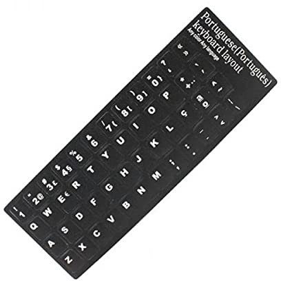 CXZC Pegatinas de Teclado portugués 2 Piezas, Pegatina de Teclado de Vinilo Mate con Letras Blancas para PC, computadora portátil, computadora portátil, teclados de Escritorio