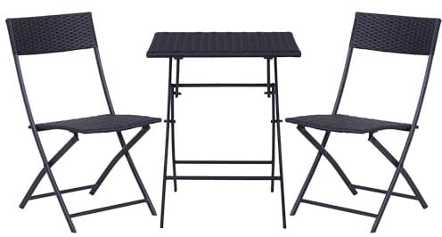 Outsunny Bistroset Polyrattan 3tlg. Balkonmöbel Set Sitzgruppe Essgruppe Gartenmöbel Garnitur