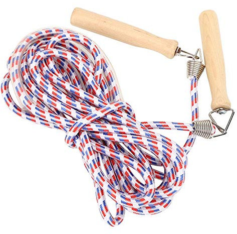 Springseil, Universal Holzgriff Baumwolle Springseil Multiplayer Springseile für das Schultraining Rot und Blau(7m)