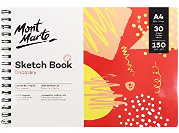 Mont Marte Discovery Skizzenbuch, A4, 21,1 x 29,7 cm, 30 Blatt, 150 g/m²