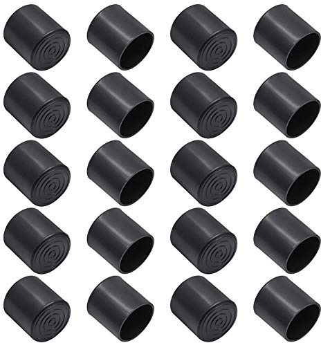 Bonsicoky Runde Gummi-Möbelbeinkappen, 32 mm, Vinyl, flexible Stuhlbein-Bodenschoner/Abdeckungen, Kunststoff-Endkappen für Terrasse/Innenmöbel, Beinkappen, Geländer, Schwarz, 20 Stück