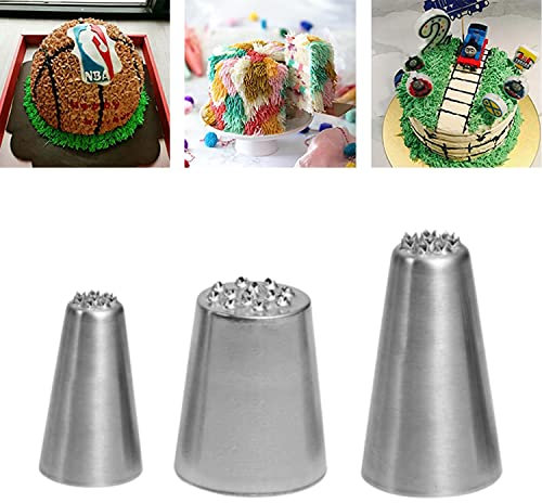 Suuker Gras-Spritztüllen, 3 Stück Grasspritztüllen für Kuchendekoration, Grasspitze für Kuchendekoration, Zuckerguss-Spritztüllen-Set