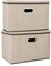Youyijia 2 Pack Storage Boxes with Lids 45x30x30cm Large Collapsible Storage Baskets for Shelves Foldable Linen Fabric Storage Bin Cube Storage Unit for Organizing Clothes Toys(Brown)