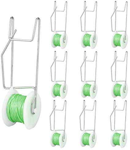 WIVAYE 10Pcs Tomato Trellis Roller Hooks,Plant Growth Roller Hooks with 15M Nylon Twine, Tomato and Vine Crop Trellis Garden Support J Hooks for Garden Flower Vegetable