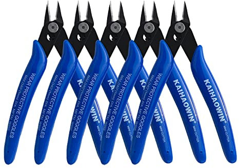 KAIHAOWIN Pinza da Taglio Diagonale, 5 Pezzi Mini Pinze da 127 mm per Elettronica e Taglio di Fili Morbidi, Pinze per Taglierine di Precisione per Modellismo, Elettronica e Legare Cavi, Blu