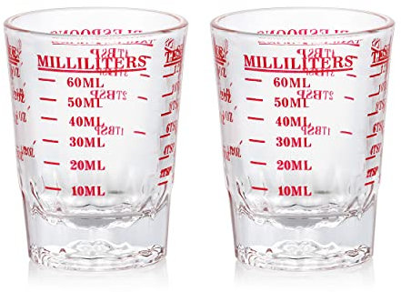 Measuring Cups 2 Pieces Small Measuring Cup with 4 Kinds of Scale Shot Glass Measuring Cup for Small Amount Liquid - 60 Millilitre