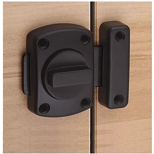 Cerradura de puerta de cerrojo giratorio negro, cerradura de baño zinc die con tornillo, pestillo para puertas interiores, cerraduras de puerta sin llave