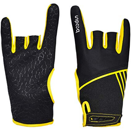 1 Paar Bowling-Handschuhe linke und rechte Hand, professionelle atmungsaktive rutschfeste elastische Sporthandschuhe, Bowling-Zubehör für Spieler - Größe S/M (Gelb)