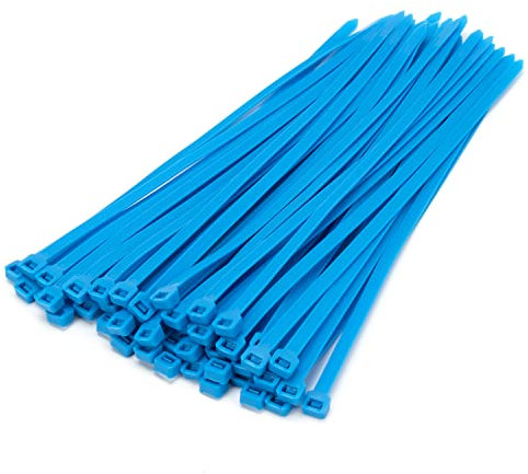 XINGO 50 pièces Colliers de Serrage professionnelles, Bleu-400mm x 7.6mm, Autobloquant, Attache Câble Résistant aux UV, Idéale pour l'intérieur et l'extérieur