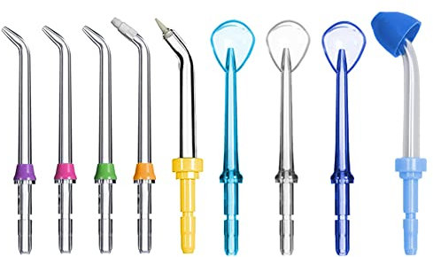 Jerilla 9 Stück Munddusche-Düsen-Set Ersatz-Düsenspitzen Kompatibel mit Waterpik Wasser Flosser WP-100 WP-250 WP-450 WP-560 WP-660 WP-811 WP-900 WP-940