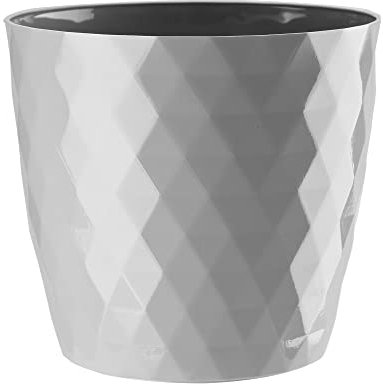 VERDENIA Cristal Blumentopf Leichter Blumenkübel Balkonblumentopf Dekorativer Topf für Pflanzen für Innen und Außenbereich Pflanztopf aus Kunststoff Runder Viele Farben 20cm Grau