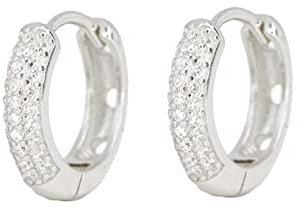 Homxi Damen Ohrringe Creolen,Ohrringe Damen 925 Sterling Silber Rund 8mm Zirkonia Kreolen Ohrringe Silber