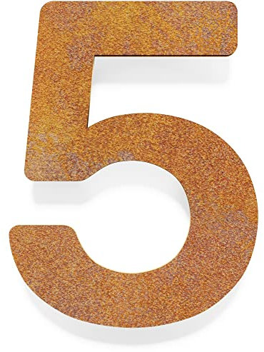 Numero civico vintage 5 – massiccio, resistente alle intemperie e durevole – 14 cm – con materiale di fissaggio – Targhetta numero civico N-01-5-R