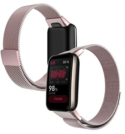 Edelstahl Armband Kompatibel mit Xiaomi Mi Band 7 Pro Armband Metall Ersatz Mesh mit Magnetische Für Herren Damen Uhrenarmband Für Xiaomi Mi Band 7 Pro (Rosa)