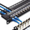 Lysymixs Panneau de brassage RJ45 Cat6 STP à 24 ports, panneau de brassage réseau coupleur 48,3 cm, panneau de brassage Ethernet Keystone en ligne avec barre arrière