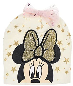 Sun City Minnie Mouse Kinder Mädchen Baby Winter-Mütze Beanie mit Schleife, Farbe:Weiß, Größe:48